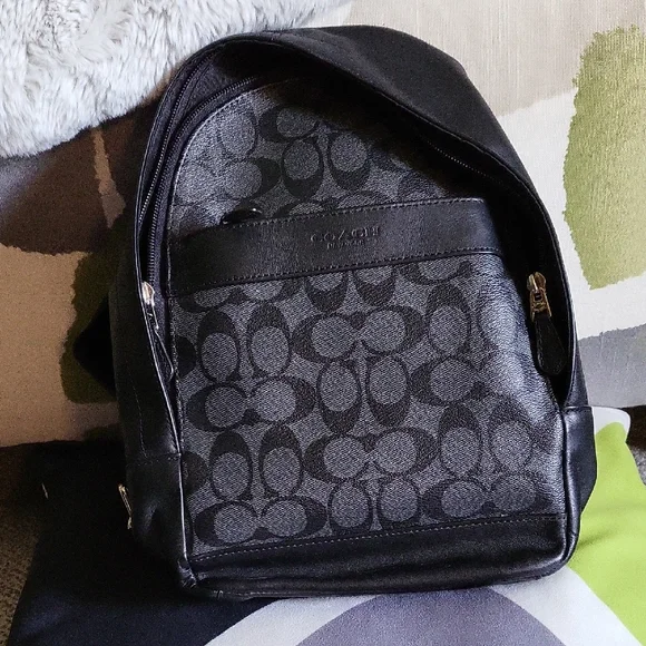 Coach | Bags | Coach Black And Gray Signature Backpack With  display picture 1